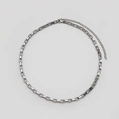 Colar Corrente Elos Retângulo Cartier Curto Prata - comprar online