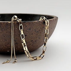 Pulseira Corrente Elos Retângulo Cartier Dourado
