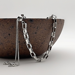 Pulseira Corrente Elos Retângulo Cartier Prata