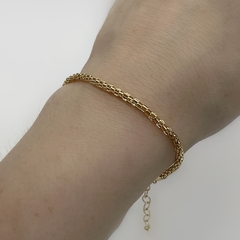 Pulseira Corrente Tubo Retângulos Dourado - My.Lily Store