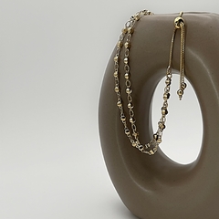 Pulseira Bolinha E Corrente Dupla Dourado - comprar online