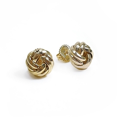 Brinco Nó Twist Duplo Pequeno Dourado