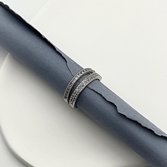 Anel Duplo Cravejado Zircônia Prata - comprar online