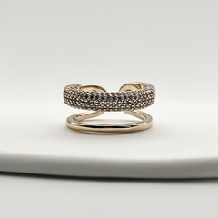 Anel Duplo Liso Slim E Zircônia Bold Dourado - comprar online
