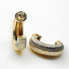 Brinco Argola Chunky Textura Friso Dourado na internet
