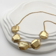 Colar Choker Rocha Maxi Geométrico Textura Dourado - comprar online