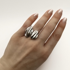 Anel Tree Matte Oval Duplo Prata Fosco - My.Lily Store