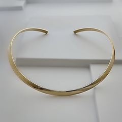 Colar Choker Aro Flat Liso Dourado