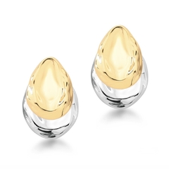 Brinco Martelado Gota Duo Mix Orgânico Dourado/Prata na internet