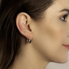 Brinco Argola Textura Lateral Pequena Dourado - My.Lily Store
