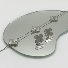 Pulseira Triplo Trevo Textura Metal Prata - My.Lily Store