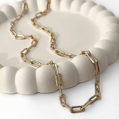 Colar Corrente Elos Retângulo Cartier Médio Dourado