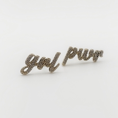 Brinco Girl Power Zircônia Dourado - My.Lily Store
