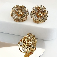Brinco Blossom Renda Orgânico Dourado - loja online