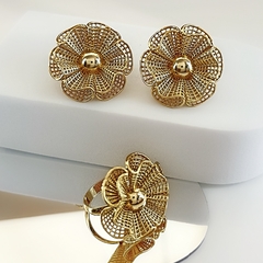 Anel Blossom Renda Orgânico Dourado - comprar online