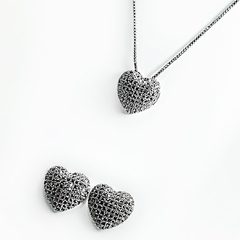 Conjunto Love Mini Zircônia Médio Prata na internet