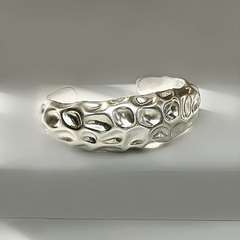 Bracelete Martelado Orgânico Prata Fosco