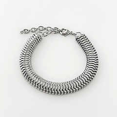 Pulseira Malha Fita Snake Metal Média Prata