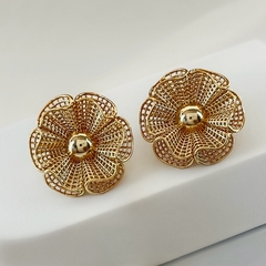 Brinco Blossom Renda Orgânico Dourado