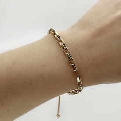 Pulseira Corrente Elos Retângulo Cartier Dourado na internet