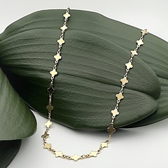 Colar Mini Trevo Metal Longo Dourado