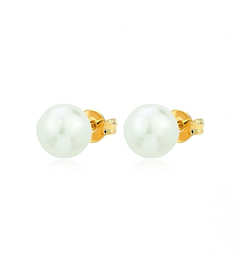 Brinco Pérola Liso Solitário Flat Round 12Mm Dourado - comprar online
