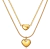 Collar doble corazones dorado acero inoxidable Li7