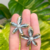 Aretes flor oro-plata perla acero inox C653 - comprar en línea