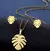 Aretes y collar dorado hojas acero inox 3j2