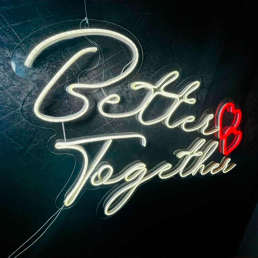 Painel Acrílico Neon Better Together Festas Design Único