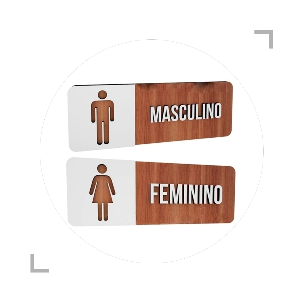 Placa Sinalização Indicativa Banheiro Feminino E Masculino