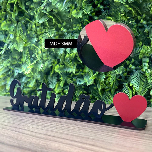 Palavra Decorativa De Mesa Com Base Gratidão Mdf