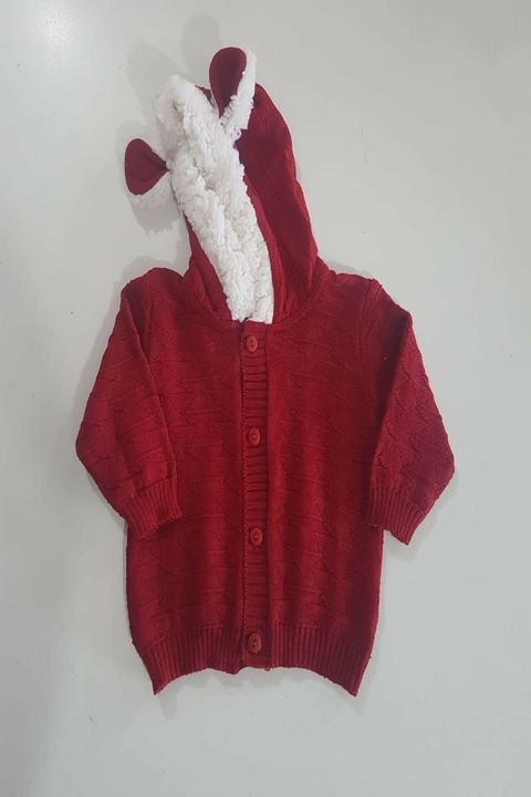 Cardigan Baby Capuz e Pelinho Tricô Kids