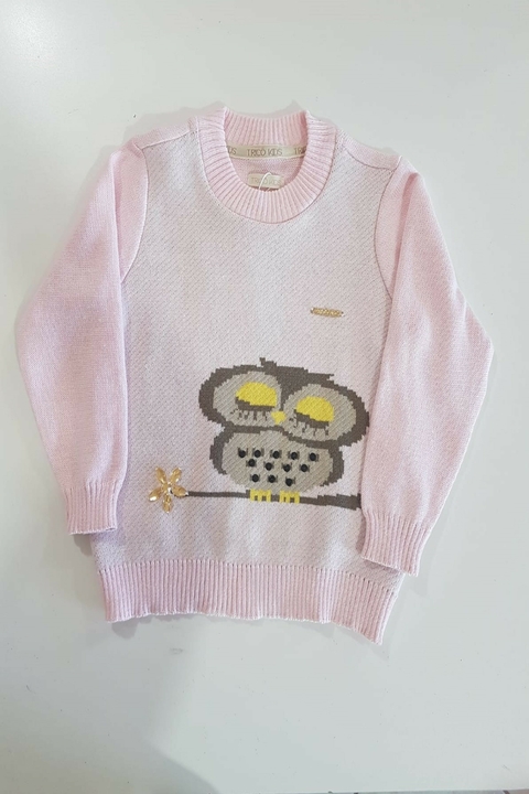 Blusa Jacquard Coruja Tricô Kids