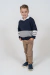 Blusa Gola V Listrada Tricô Kids Texturizada