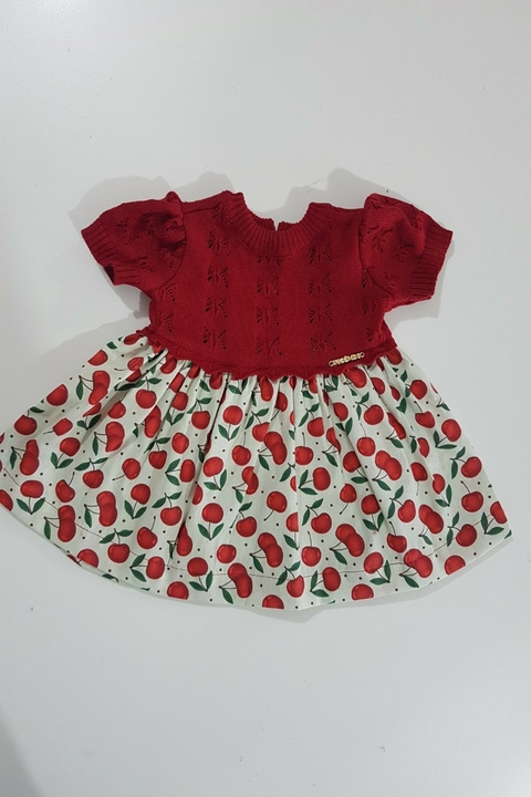 Vestido Cerejinhas Tricô Kids