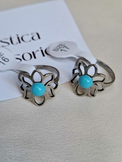 Anillo flor turquesa