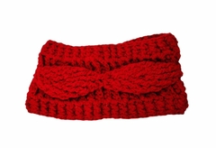 Diadema de lana bordada a mano color rojo