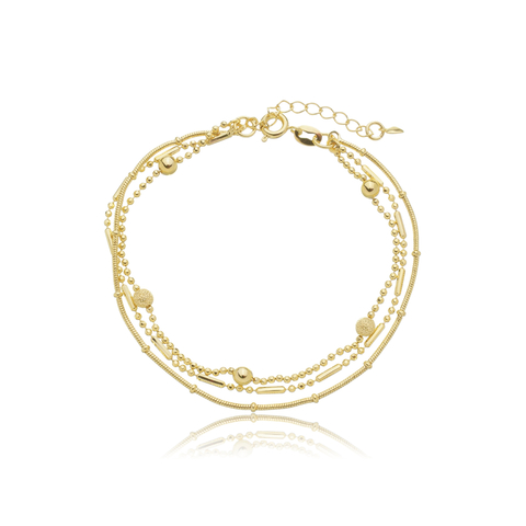 Pulseira tripla bolinhas e esferas