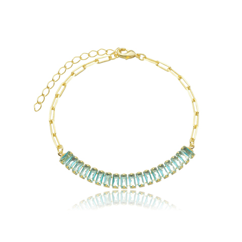 Pulseira riviera baguete verde