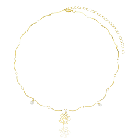 Chocker pingentes zircônia e flor