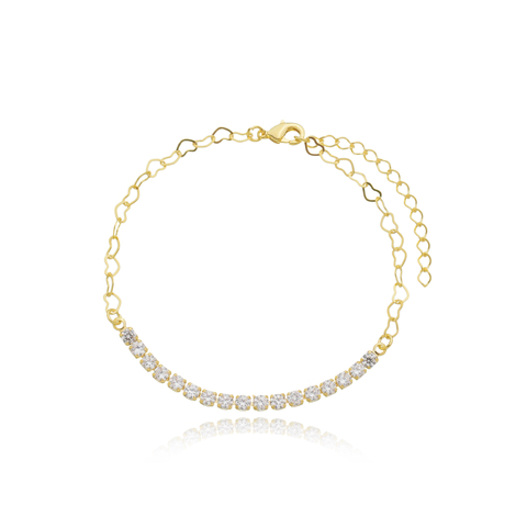 Pulseira riviera zircônia corrente coração