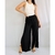 Calça pantalona preta fenda feminina TAM M