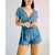 Macaquinho azul jeans decote transpassado TAM PP/P - Qnova Second Hand