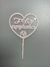 Topper Feliz Cumpleaños Acrílico Corazón Rosa con Strass Happy Party