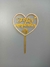 Topper Feliz Cumpleaños Acrílico Corazón Dorado con Strass Nice Party