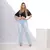 Azul Clara Premium Denim Jeans, Calças Flare para Mulher