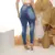 Premium Estilo Denim Jeans, Cinta Lipo, Lavagem, Azul Clara, Feminino Tech Jeans