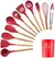 Kit Jogo C/12 Peças Utensílios De Cozinha Colheres Espátula Silicone