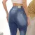 Premium Estilo Denim Jeans, Cinta Lipo, Lavagem, Azul Clara, Feminino Tech Jeans